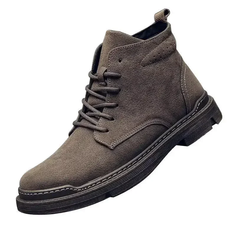 Retro Men Black Ankle Boots High Top Work Boots Outdoor Fashion Warm Snow Anti Slip Short Boots for Men Comfortable Booties Men