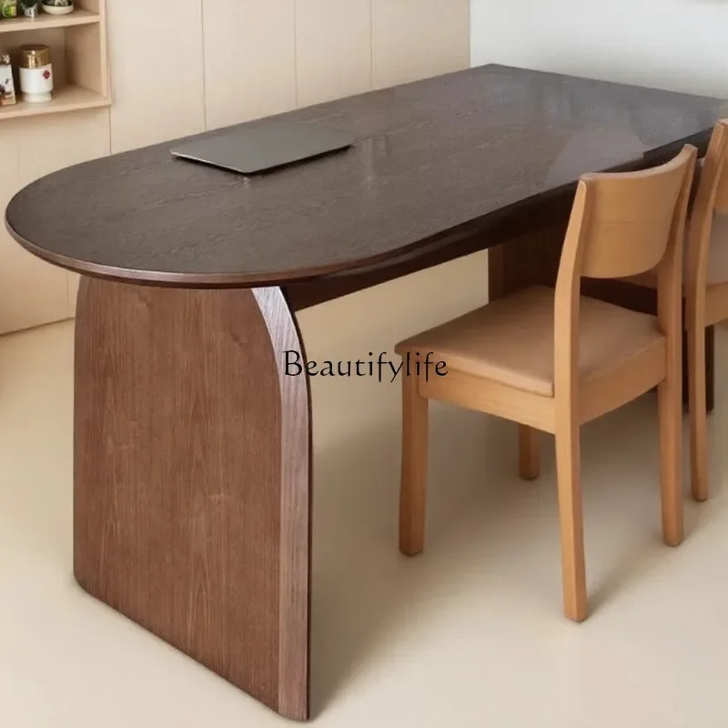 

FG10European minimalist solid wood dining table oval shape living room vintage style dining table