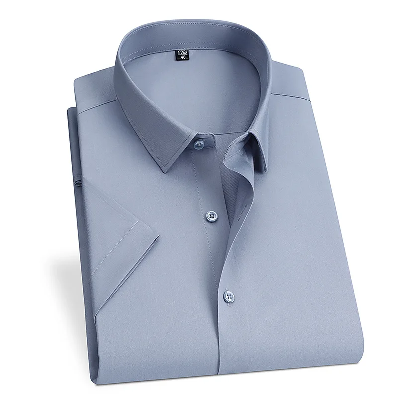 

8XL Waterproof Oil and Stain Proof Hydrophobic Material Men Shirts Short Sleeve Slim Fit New Fabric for Three-proof Shirt