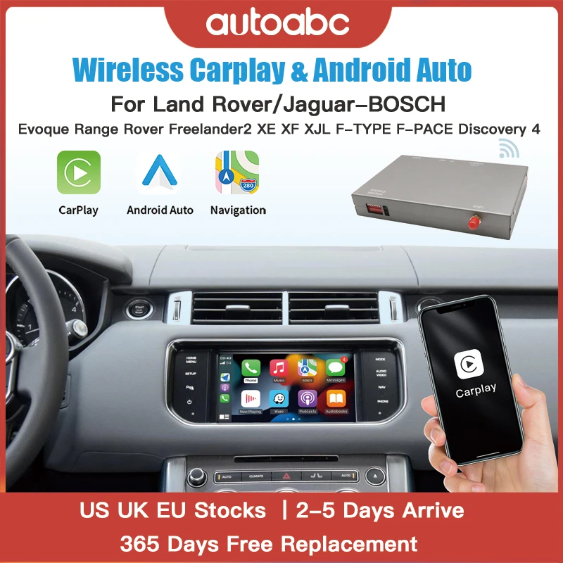 AUTOABC Wireless Carplay Android Auto for Land Rover Jaguar Bosch Discovery 4 Aurora Freelander 2 XE XF XJ  Airplay