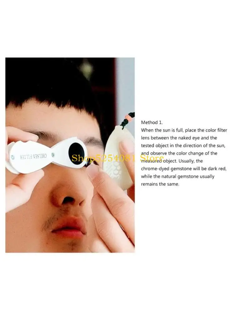 AXYC 35x قابلة للطي المجوهرات المجوهرات المعدنية مكبرة مرشح لون اليشم الزجاجي