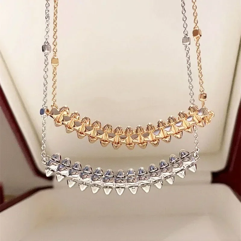 

European Punk Style Premium Jewelry 925 Sterling Silver Rivet Necklace Women Personalized Fashion Light Luxury Brand Party Gift