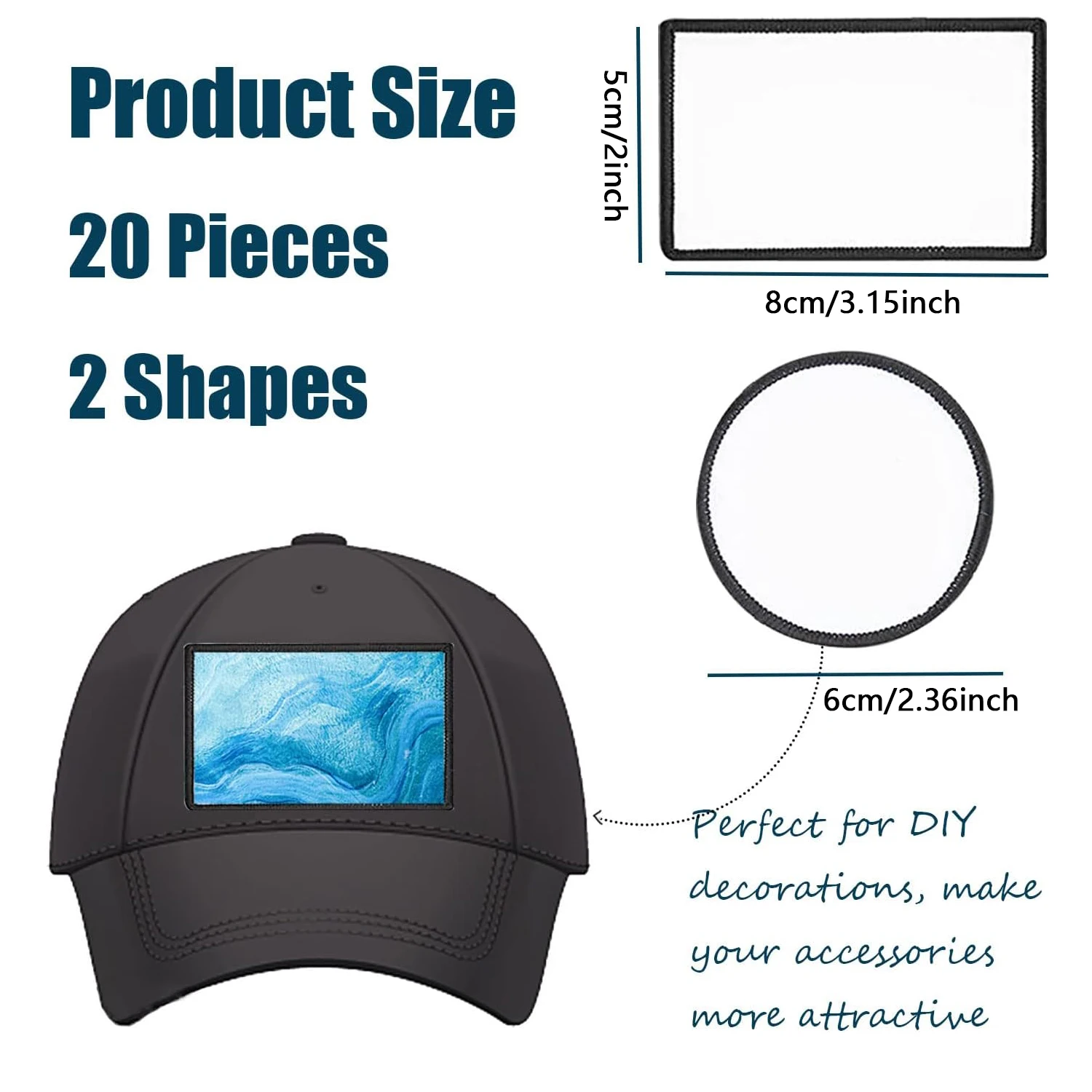 Sublimation Fabric Patches, Iron-On Design Blanks for Personalizing Apparel, Bags, and Hats