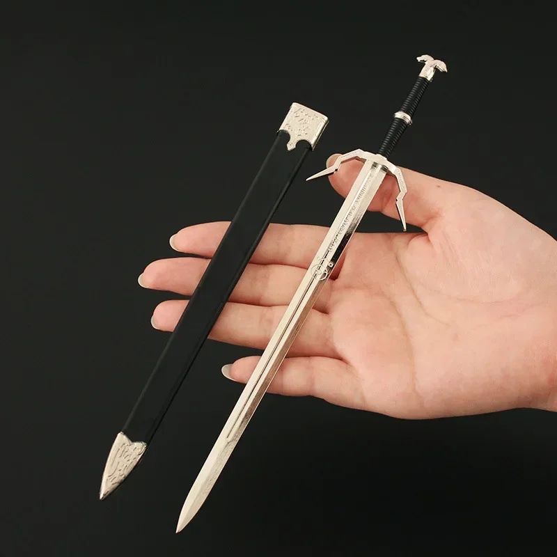 Wilde Jacht Wapen Tovenaar Geralt Witte Wolf Staal Zwaard Spel Perifere 22Cm Ridder Metalen Zwaard Wapen Model Ambachten Geschenken Jongen
