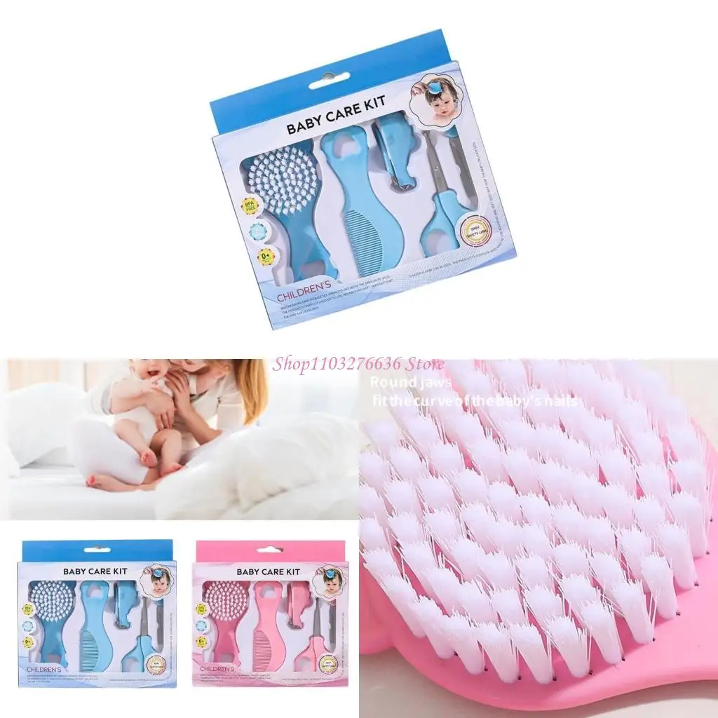 R6FD Мать и детский продукт, новорожденные детские ногти Trimmer 5pcs Set Comp и набор для ухода за щеткой для волос должен для