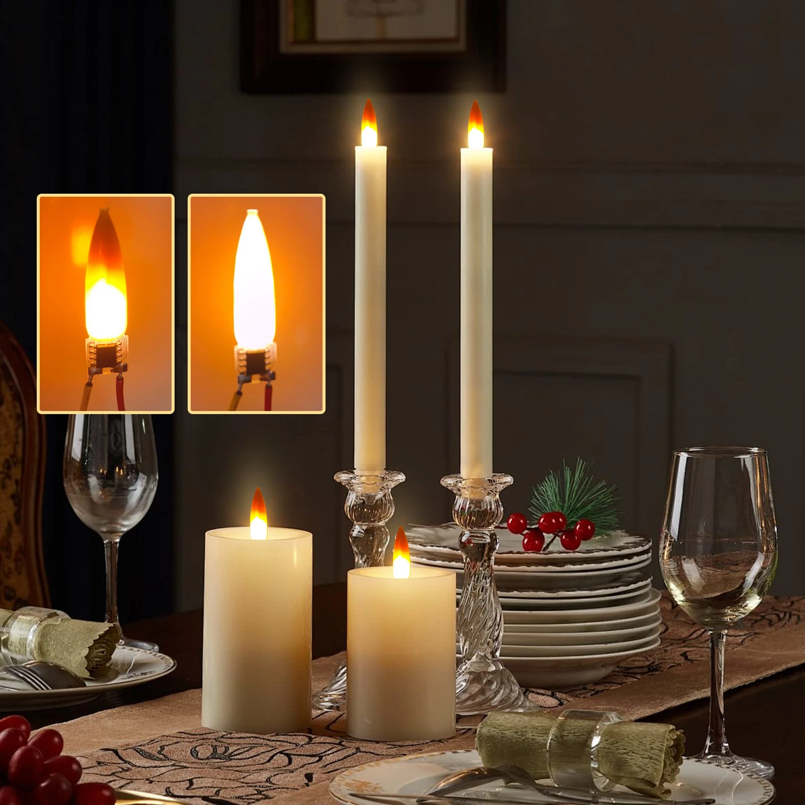 3.7V Flickering Candle PCB with Battery Box Realistic Flickering Effect for Halloween Christmas Decor Flame Light Bulbs