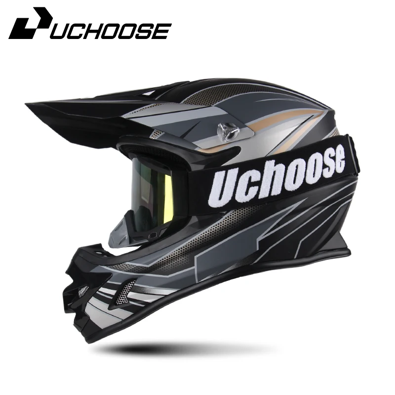 UCHOOSE DOT Helme Motocross Kask Cross Downhill Soporte Casco Off Road Helm Racing Klassische Motorrad Original Enduro Brille 6