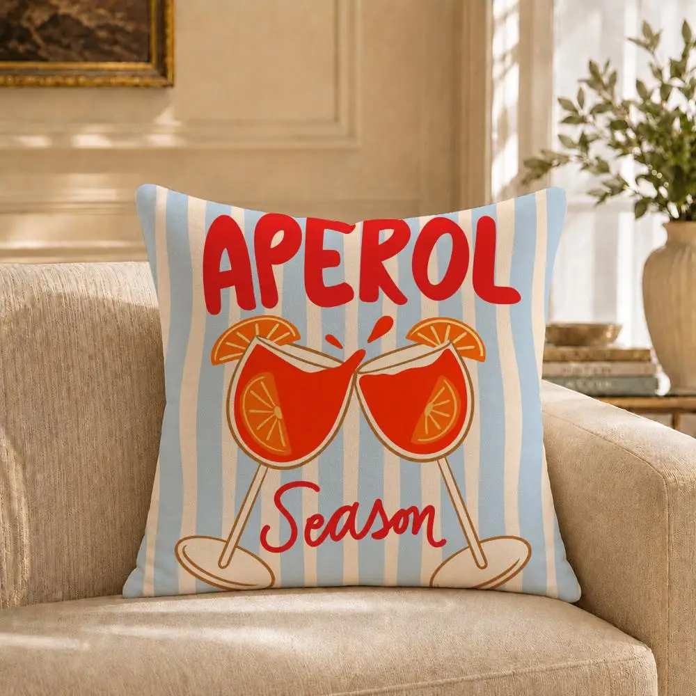 Beverage A-Aperol Spritz Cushion Cover Short‑plush Cushion Cover,Breathable,Skin‑friendly,Washable,room Sofa Decor Gift