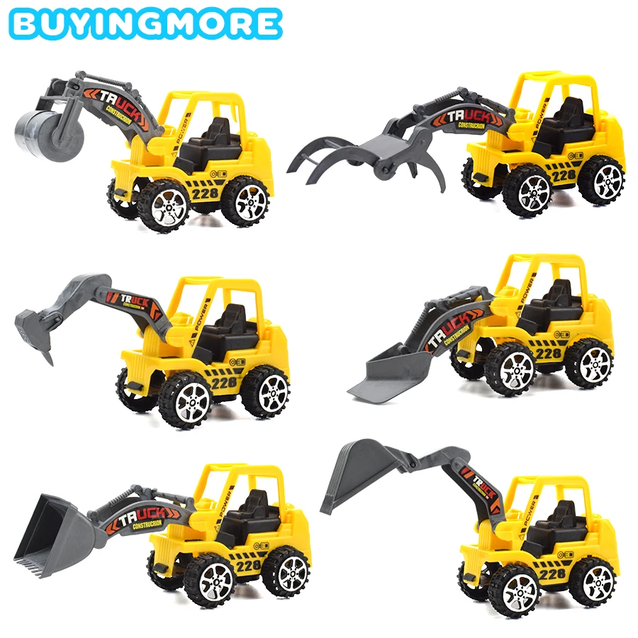 

6 Kinds Engineering Vehicle Mini Cars Toys for Children Bulldozer Crane Excavator Plastic Model Slide Truck Classic Toy Kid Gift