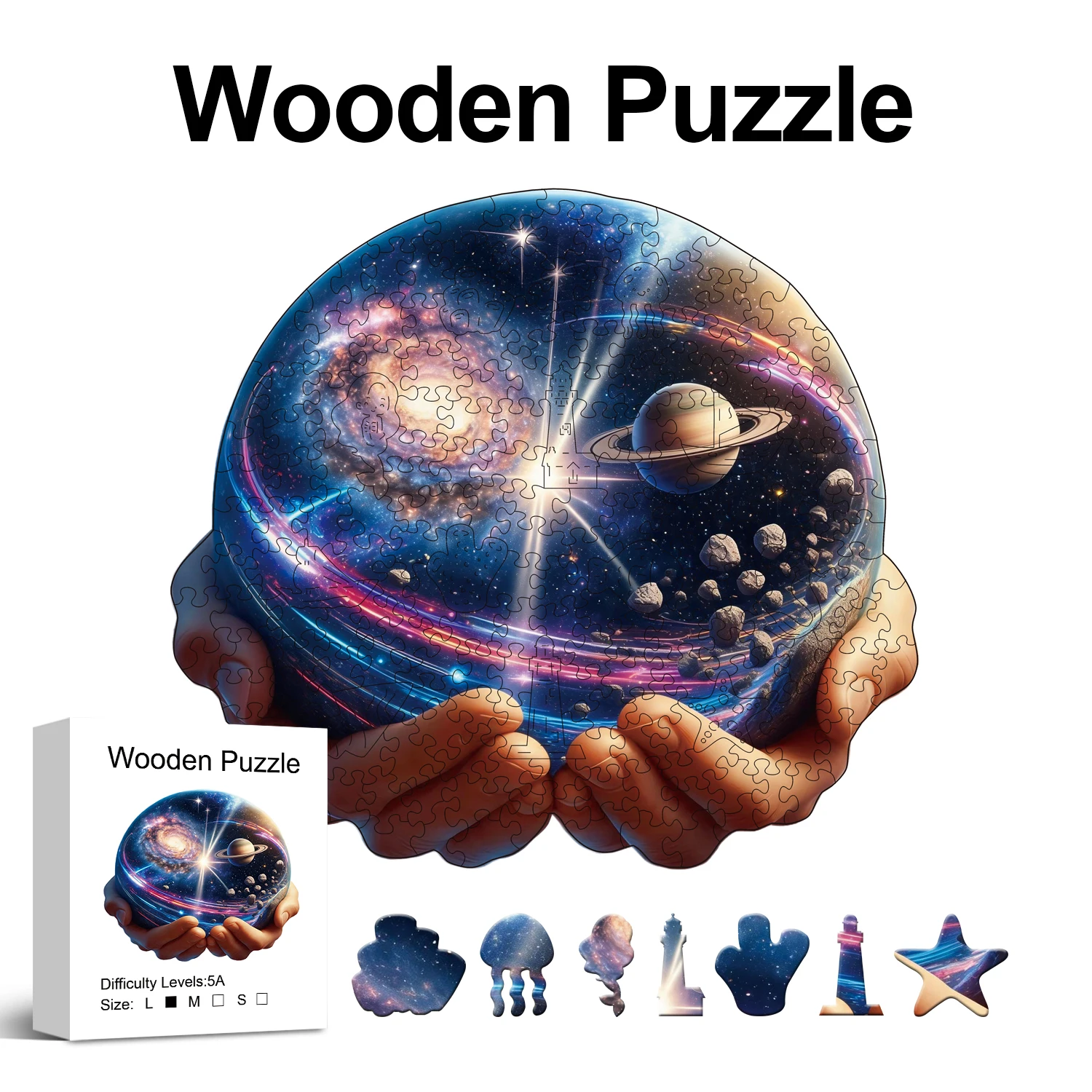 Galaxy Universe Art Wooden Jigsaw Puzzle, Uniquely Irregular Animal Shaped Wooden Puzzle For Adults, Perfect Holiday Gifts
