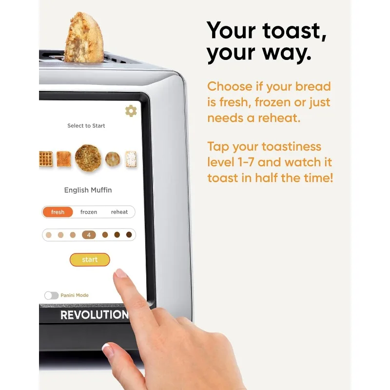 R180S High-Speed Touchscreen Toaster – 2-Slice Smart Toaster with Patented InstaGLO Technology & Panini Sandwich Mode