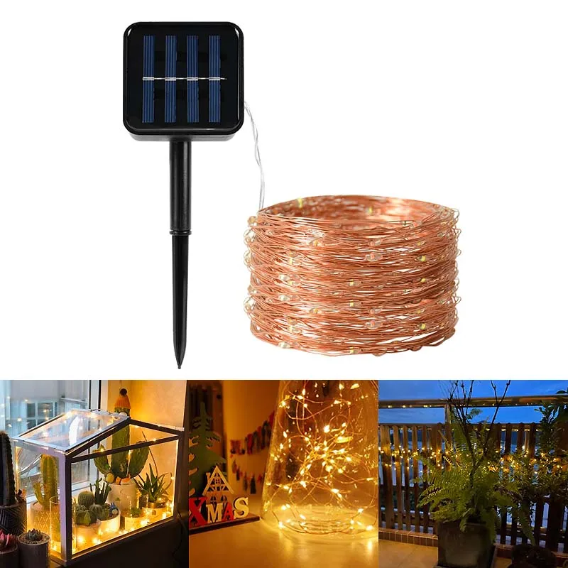 

10M LED Outdoor Solar Powered Strip Waterproof Fairy Garland String Lights Lamp Holiday Wedding Home Party Garden Decor Supplies