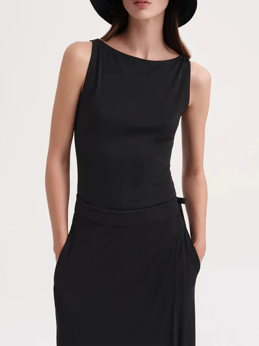 Maxdutti 2026 Summer Nordic Minimalist Sleeveless Shirt Women's Blouses And Shirt Woman clothing Women's Shirt Pullover Tops