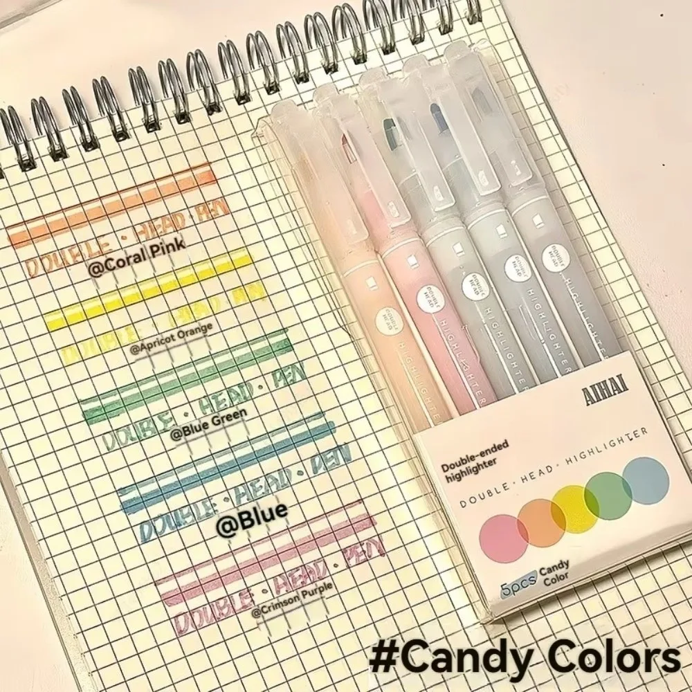 

5 Colors/Set Double Unique Window Tip Highlighter Pen Double Head Pastel Color Highlighters Marker DIY Scrapbook