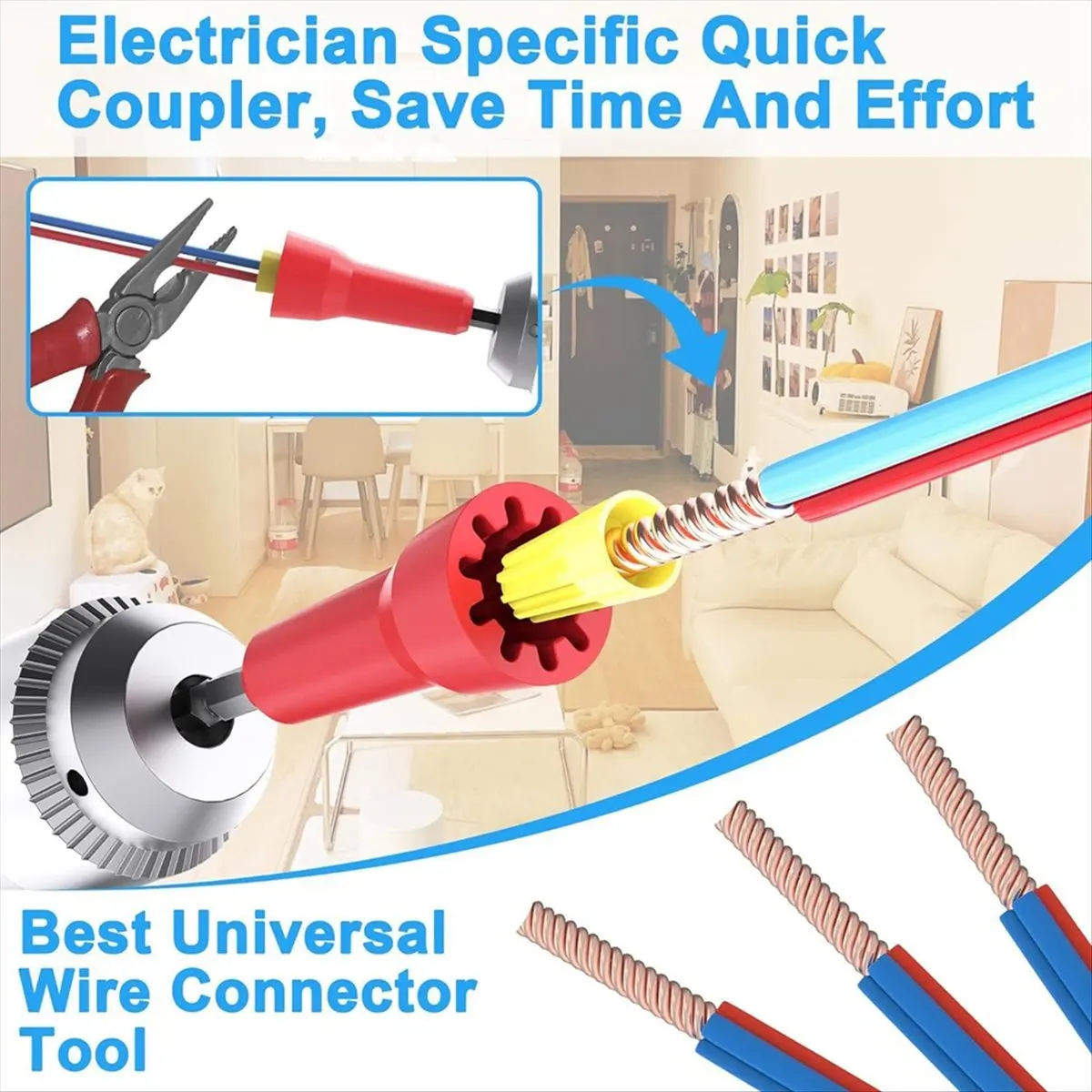 أداة إعصار الأسلاك ABJY 3 قطع مع 100 قطعة من أغطية الأسلاك للحفر، موصل سلك تويست، أداة إعصار الأسلاك #2