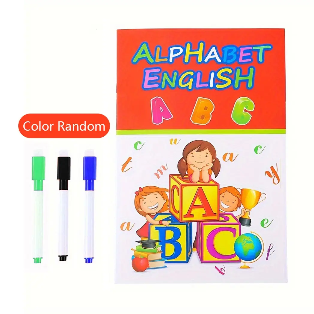 Children's Exercise Book Practice Alphanumeric Erasable Reusable Comes with a Pen Colorful Illustrations Preschool Starter Book