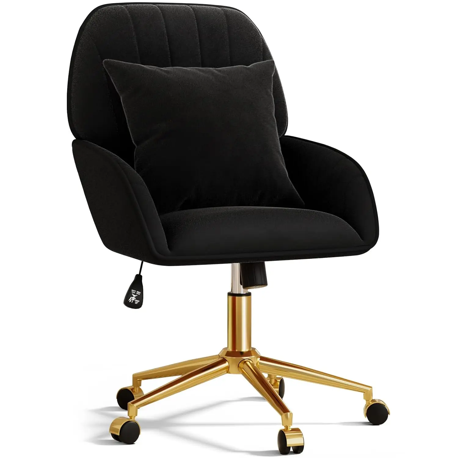 Velvet Swivel Desk Chair Adjustable Ergonomic With Back & Pillow For Home Office Bedroom Living Room, Customized
