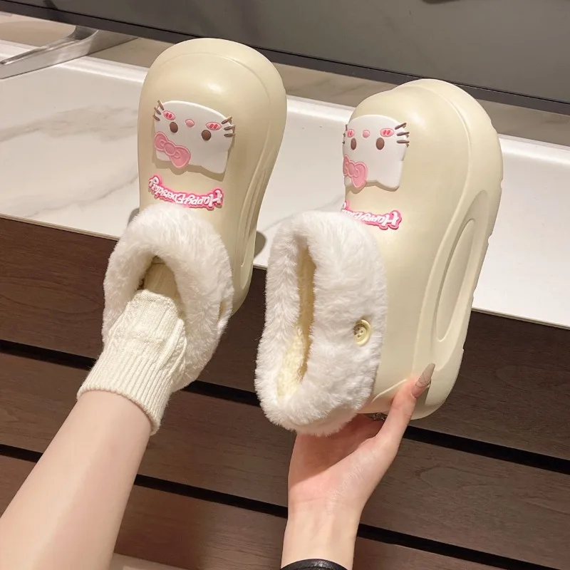 Dolce Hello Kitty Anime Kawaii Sanrio Stivali da pioggia corti Inverno Nuovo carino staccabile con suola morbida Stivali da neve caldi Scarpe Regali