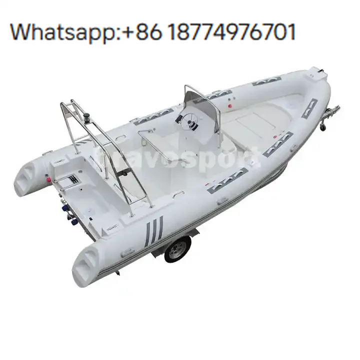 Bote Inflable Zodiac Rígido de PVC Hypalon Orca de 680 cm, Bote de Fibra con Motor Fuera de Borda
