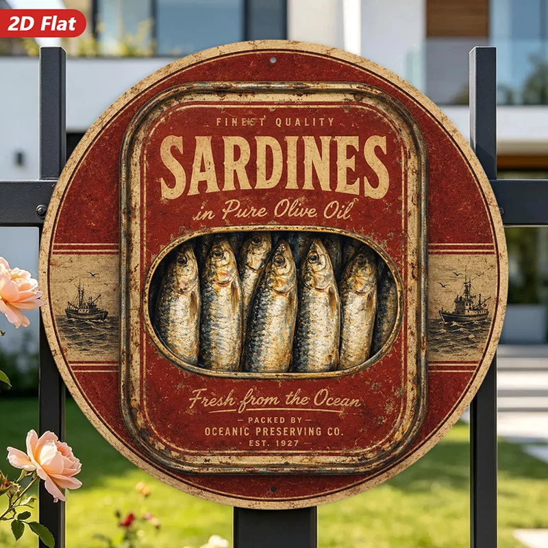 CIFBUY Vintage Herring Art Aluminum Wall Art Waterproof Durable For Studio Garden Indoor Outdoor Decor