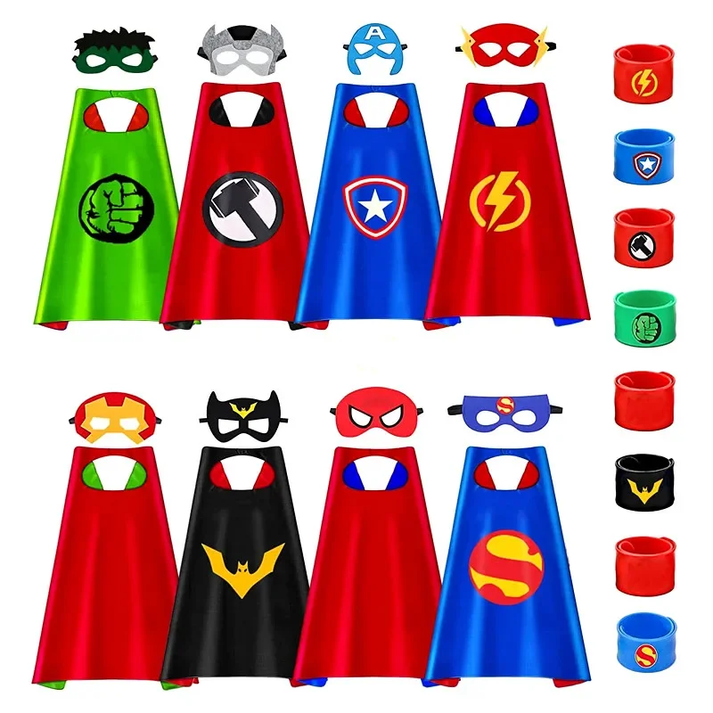 New Year SuperHero Capes for Kids and Masks Superhero Bracelet Toy Peter Parker Costumes for Boys Girls Cosplay Birthday Party