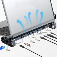 10-in-1 HUB Expandable Hub 3.0 Laptop Docking Station Desktop Stand with Type-C and Thunderbolt 4 for USB Ports and Ethernet