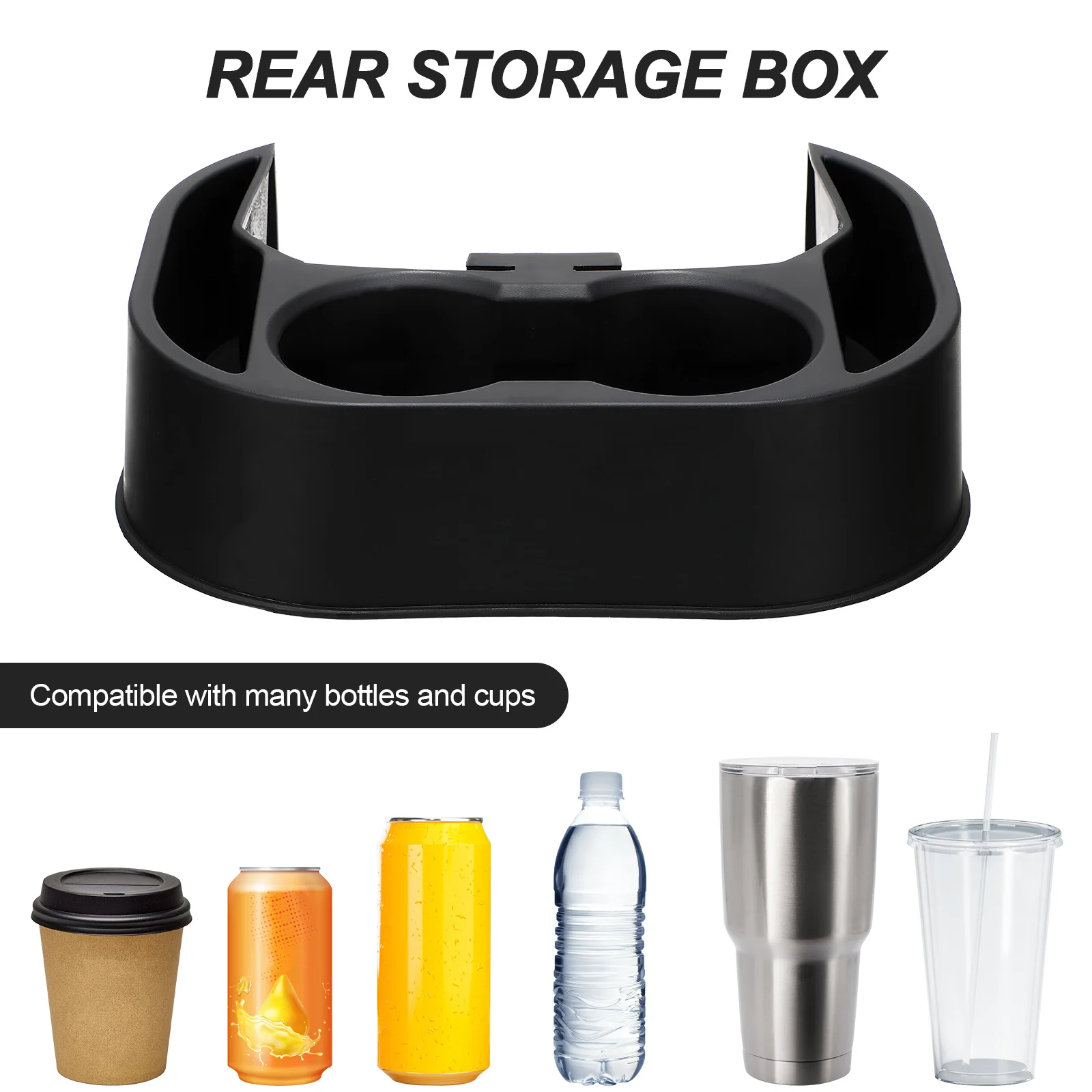 

Backseat Storage Cup Holder 1 Pc Black Plastic Large Capacity Rear Seat Organizer For Pickup Truck