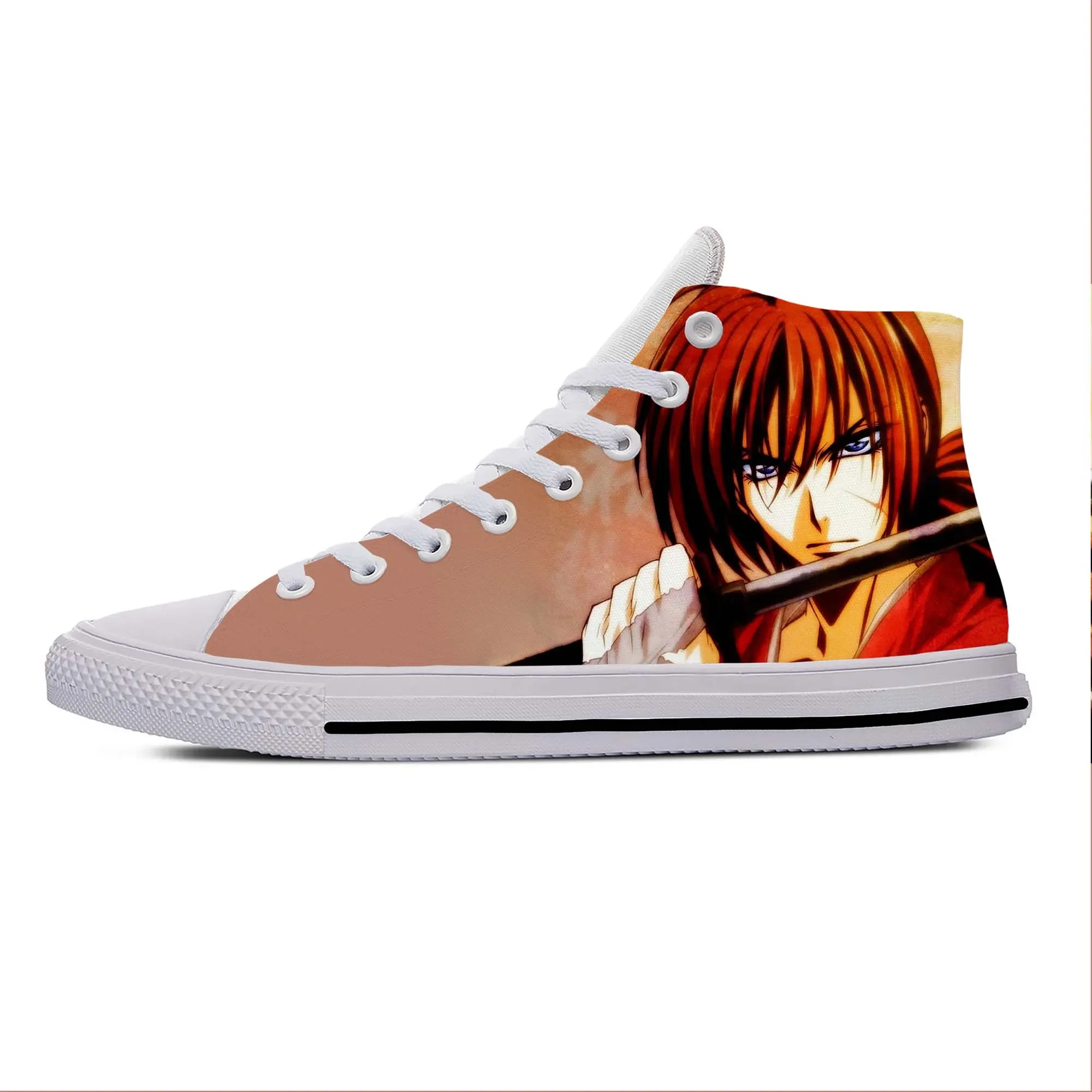 Summer Japanese Anime Manga Rurouni Kenshin Himura Casual Shoes Breathable Men Women Sneakers High Top Lightweight Board Shoes