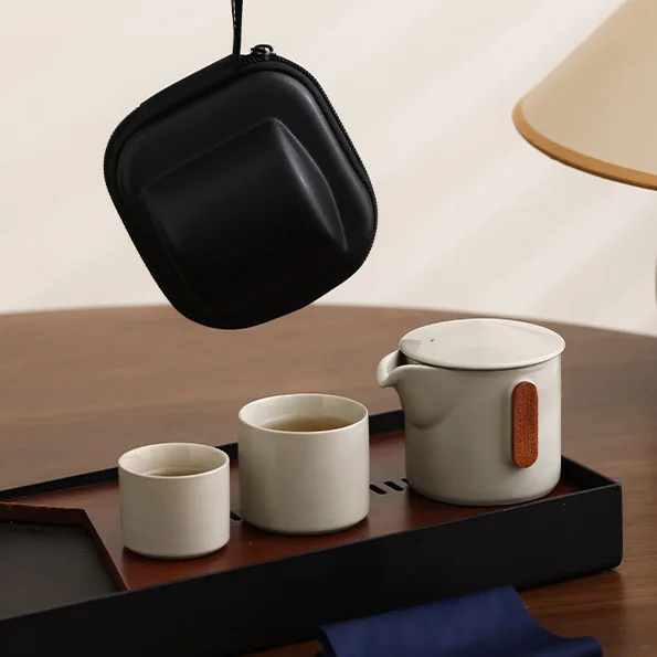 Teapot and Tea Cup Set Kit Household Tea Making Travel Set Outdoor Portable Bag Chinese Set Supplies 1 Bowl 2 Cup