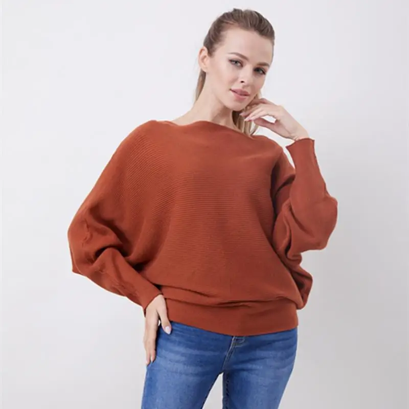 Maglione lavorato a maglia da donna allentato One-oulder Batwing Sve Pullover Top a costine Comodo e traspirante Estate Faion OL Sle