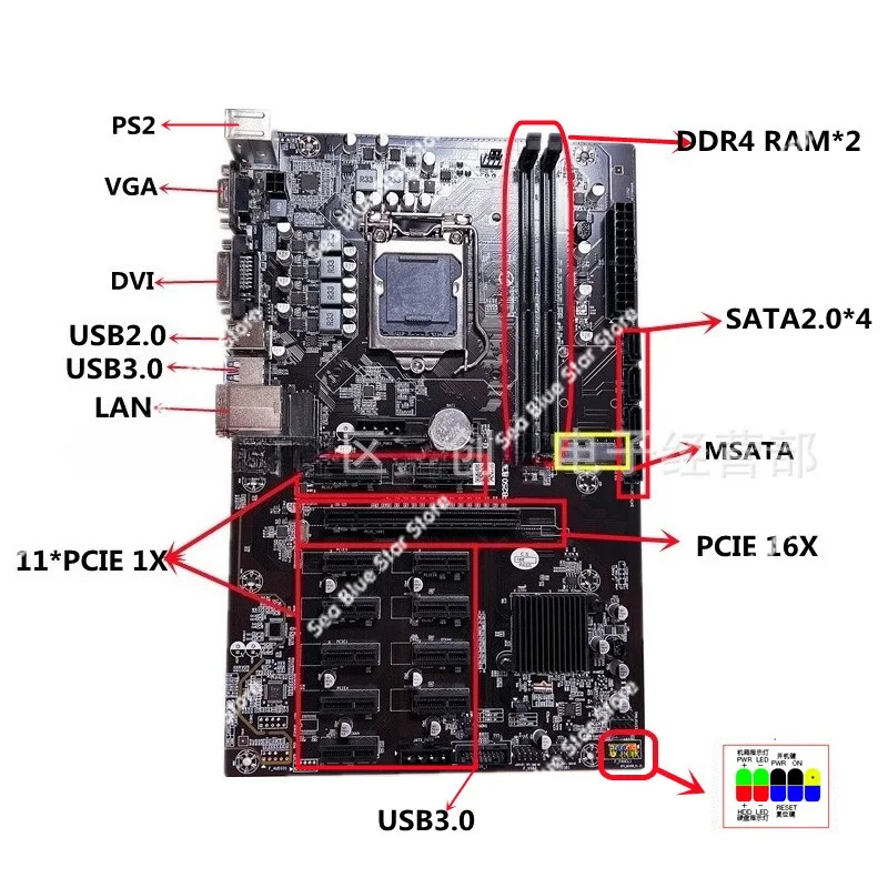 Computer main board B250 main board 12 PCIe graphics card slot 1151 interface DDR4 generation 12 card luxury large board