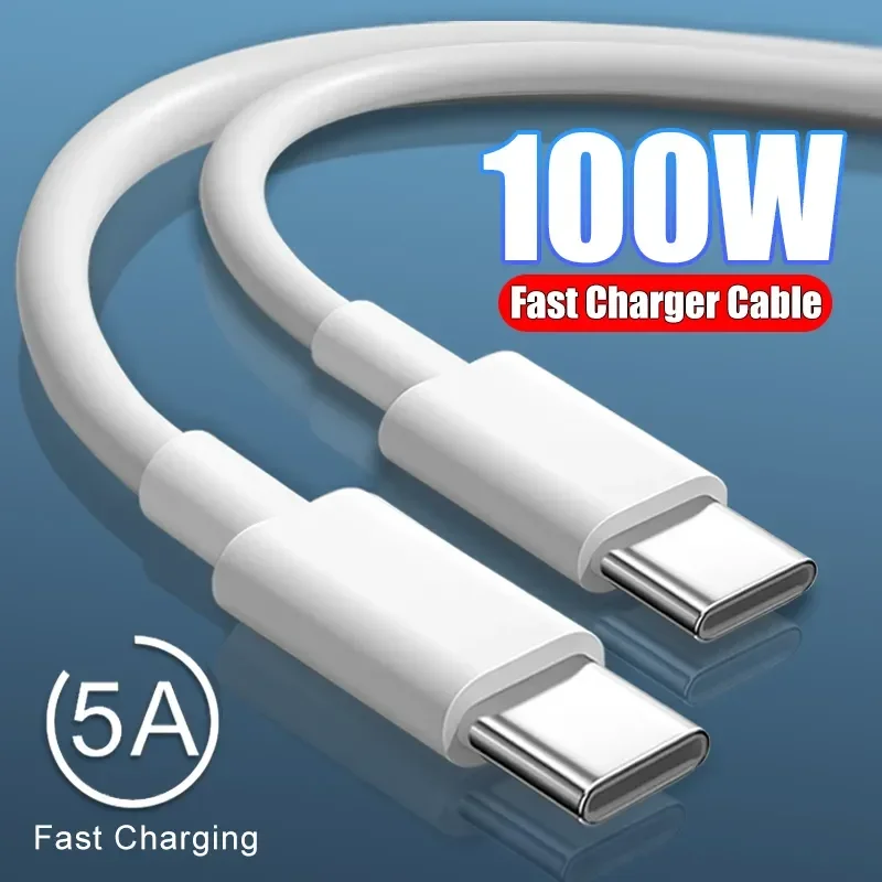 PD100W USB C to USB C Fast Charger Cable for iPhone 15 Samsung Huawei Xiaomi Redmi OPPO POCO Type-C to Type-C Charging Data Cord