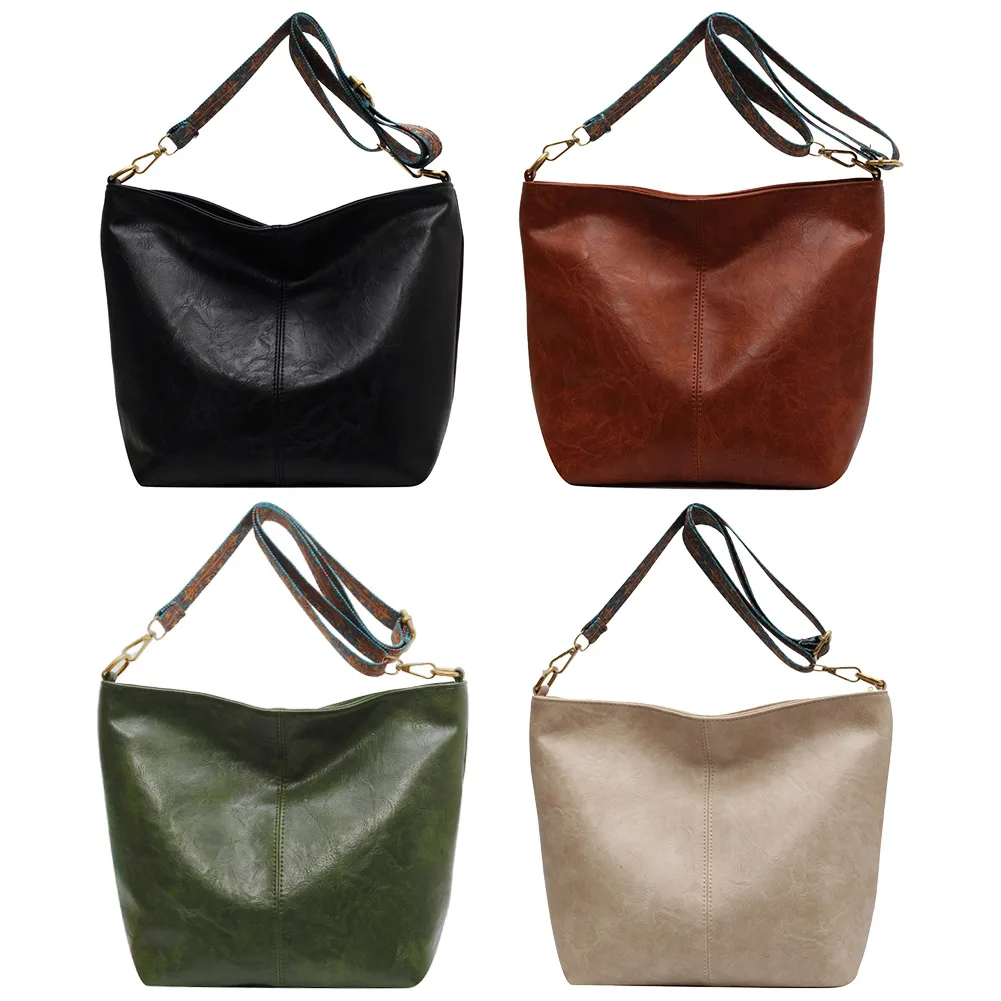 

Messenger Bag Large Capacity Retro Print Composite Shoulder Bag Waterproof PU Scratch Resistant Women with Zipper Daily Leisure