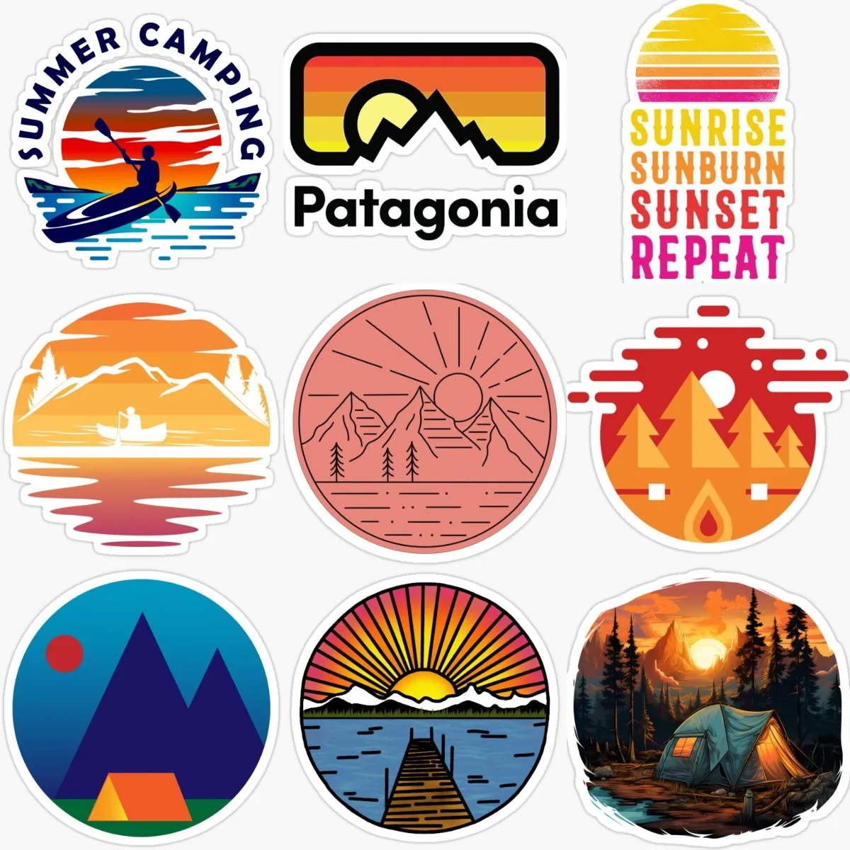 

Sunset Camping Adventure Awaits Creative PVC Waterproof Stickers Accessories for Decorate Car Truck Van Suv Bicycle Wall Camper