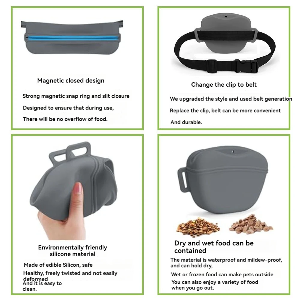 مستلزمات الحيوانات الأليفة سيليكون الكلاب علاج حقيبة الحيوانات الأليفة المحمولة تدريب الكلاب الخصر حقيبة في الهواء الطلق المغذية جرو وجبة خفيفة مكافأة حقيبة التخزين مع حزام #4
