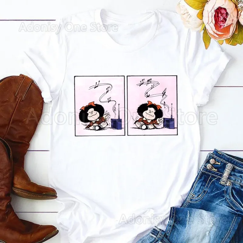 

Mafalda Comic Ulzzang Cartoon Kawaii Printed T ShirtMan 90s Graphic T-shirt Harajuku Tops Tee Cute Short Sleeve Tshirt Female