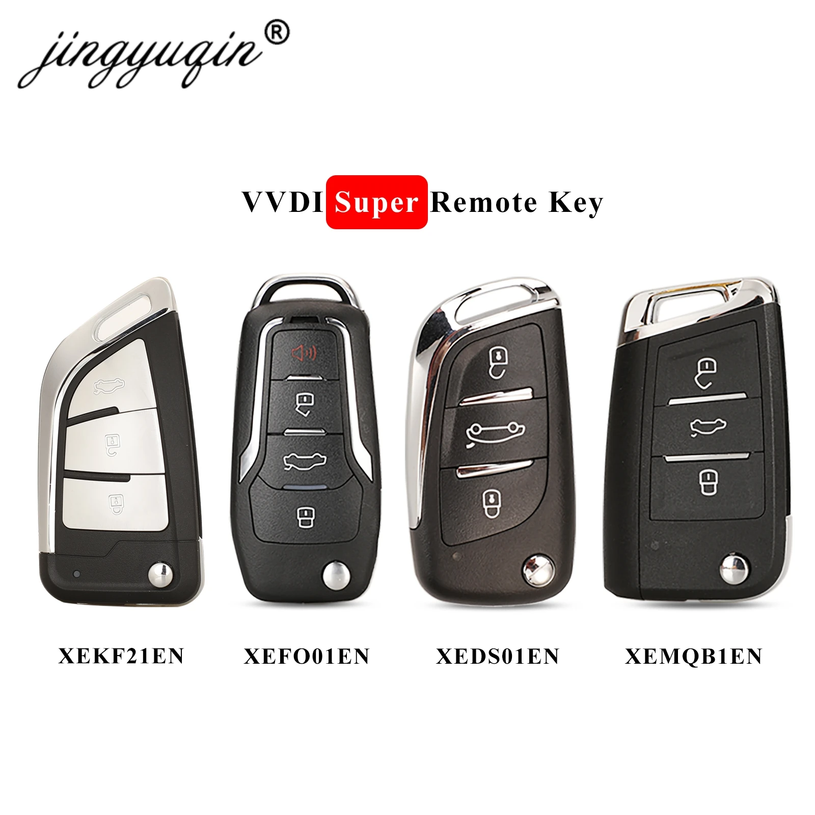 

jingyuqin 5pcs XEDS01EN XEFO01EN XEMQB1EN XEKF21EN XEKF20EN xhorese VVDI Key with Super Remote XT27 Chip for VVDI Key Tool