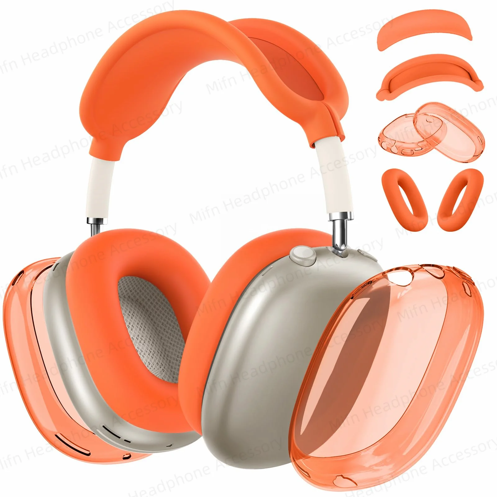 Para 2024 airpods max caso do fone de ouvido 4 em 1 headest acessórios silicone caso transparente para airpods max 2024/2020 protetor caso