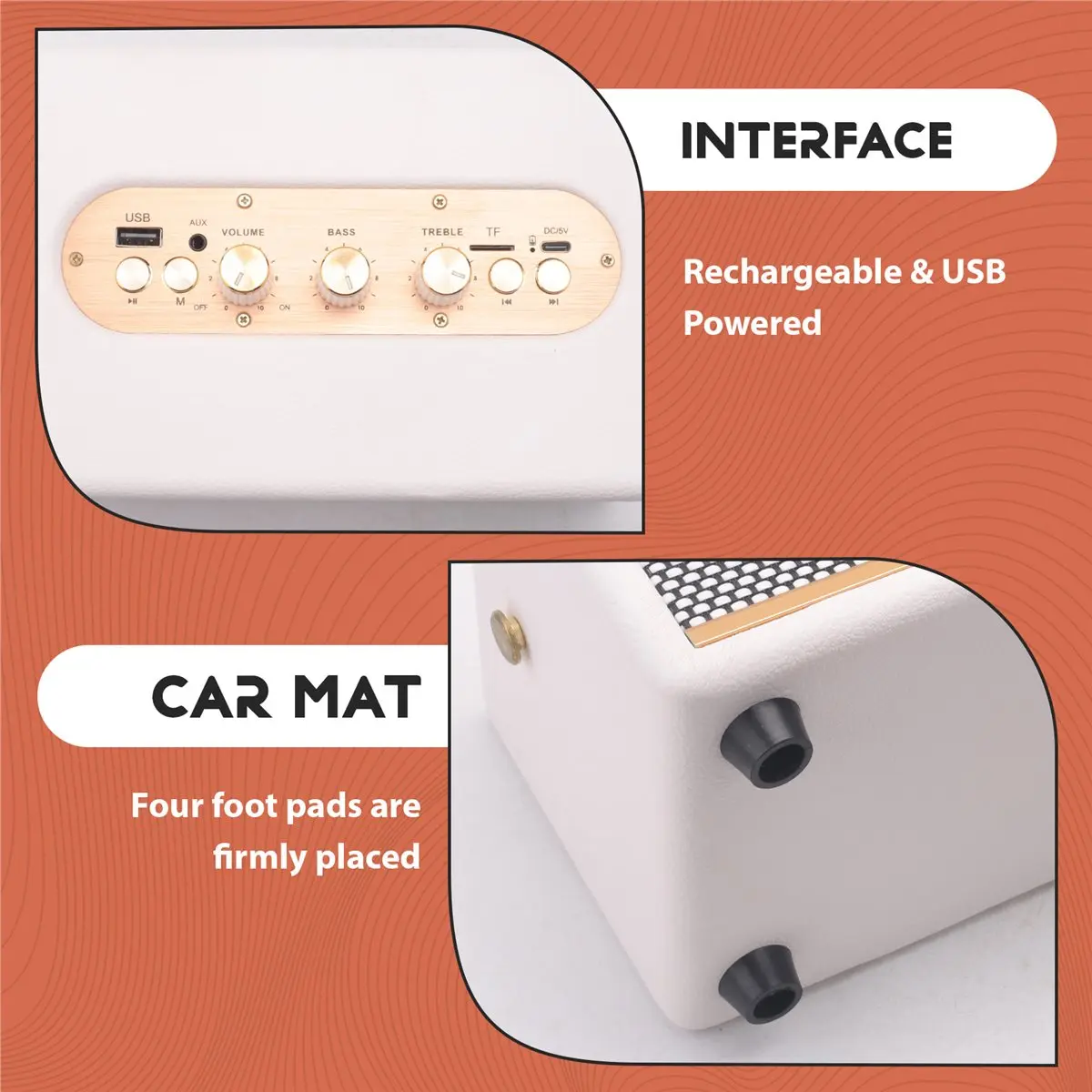 AS62 MK-321 Portable Bluetooth Speaker 20W Subwoofer with Strap USB/TF/FM Outdoor Camping Audio White