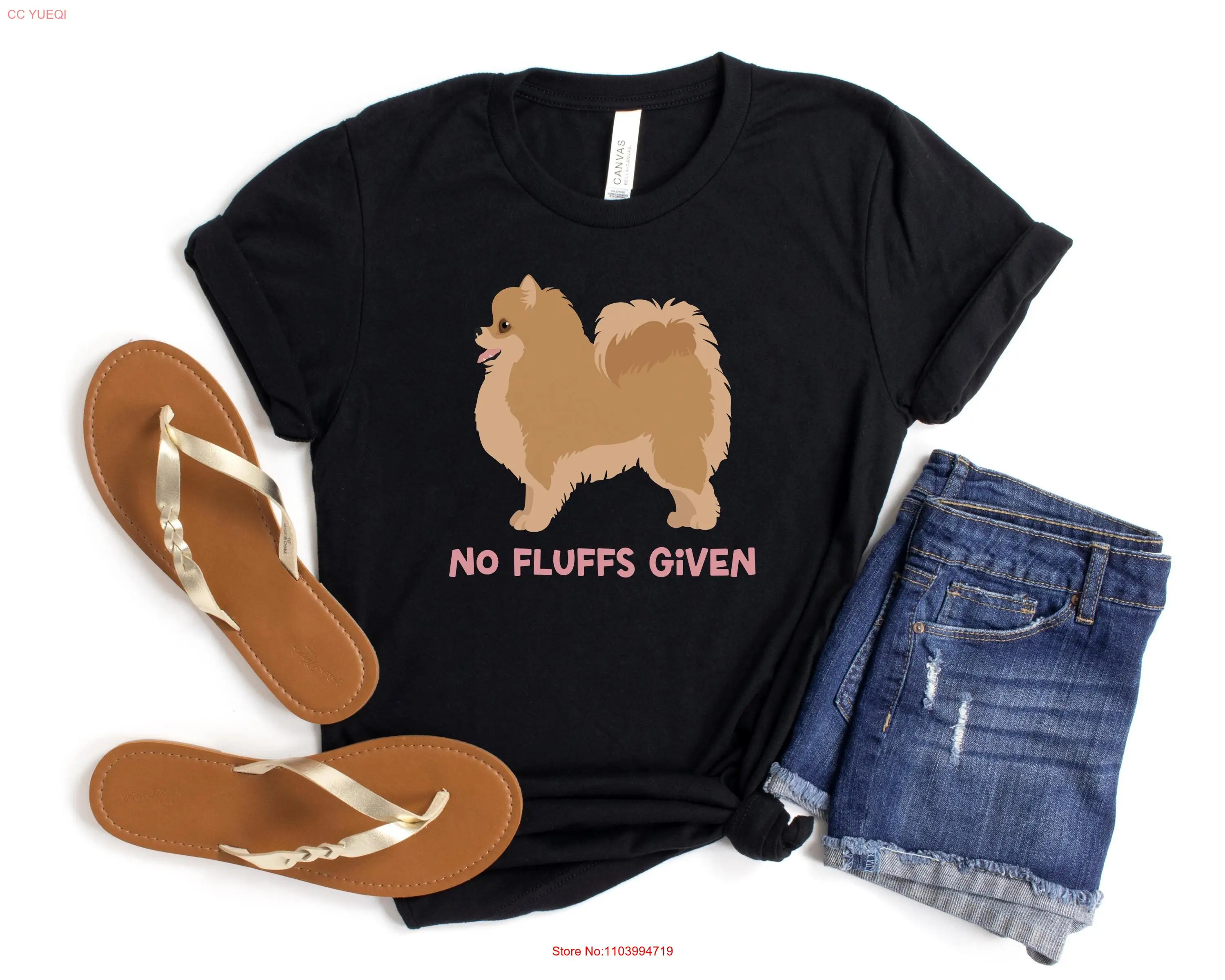 funny Pomeranian shirt no fluffs given t gift for dog lover sarcastic women's tee mom fur mama dad pun pom poms