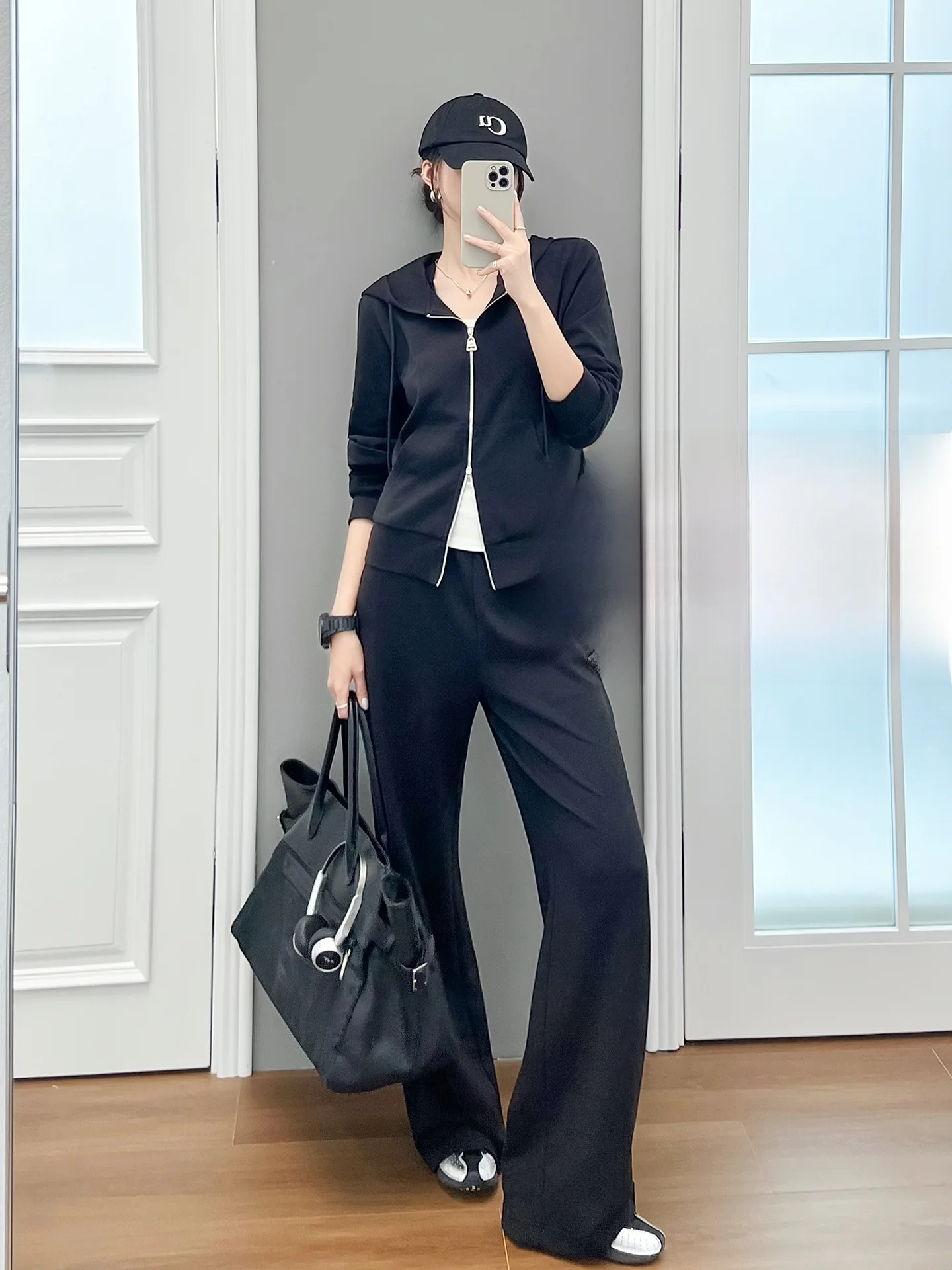 

Удобный комплект из двух предметов Meiyang из модала, женский повседневный ансамбль на молнии с длинными рукавами и высокой талией, осенне-весенняя одежда