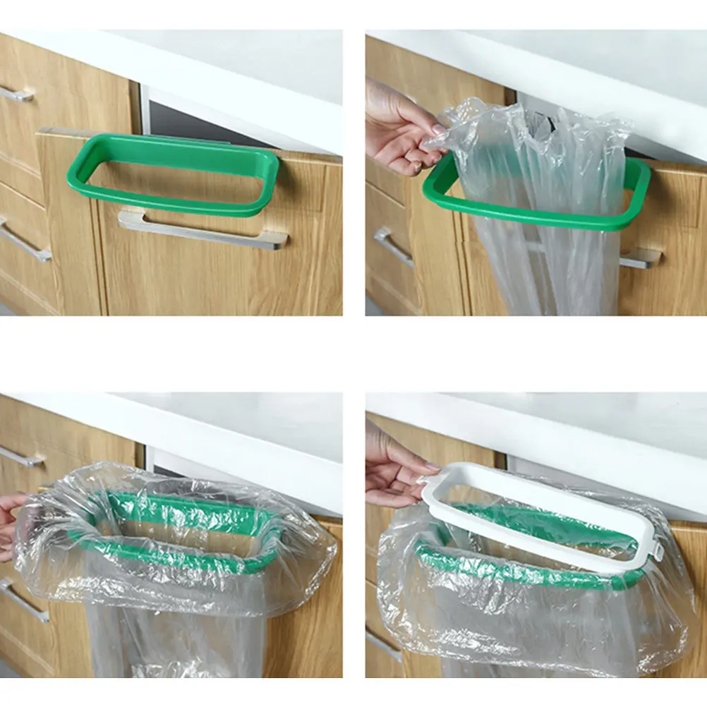 

Premium PP Hanging Garbage Bag Rack for Cabinet Door Kitchen Storage Space Saver Trash Bag Holder Over Door Organizer