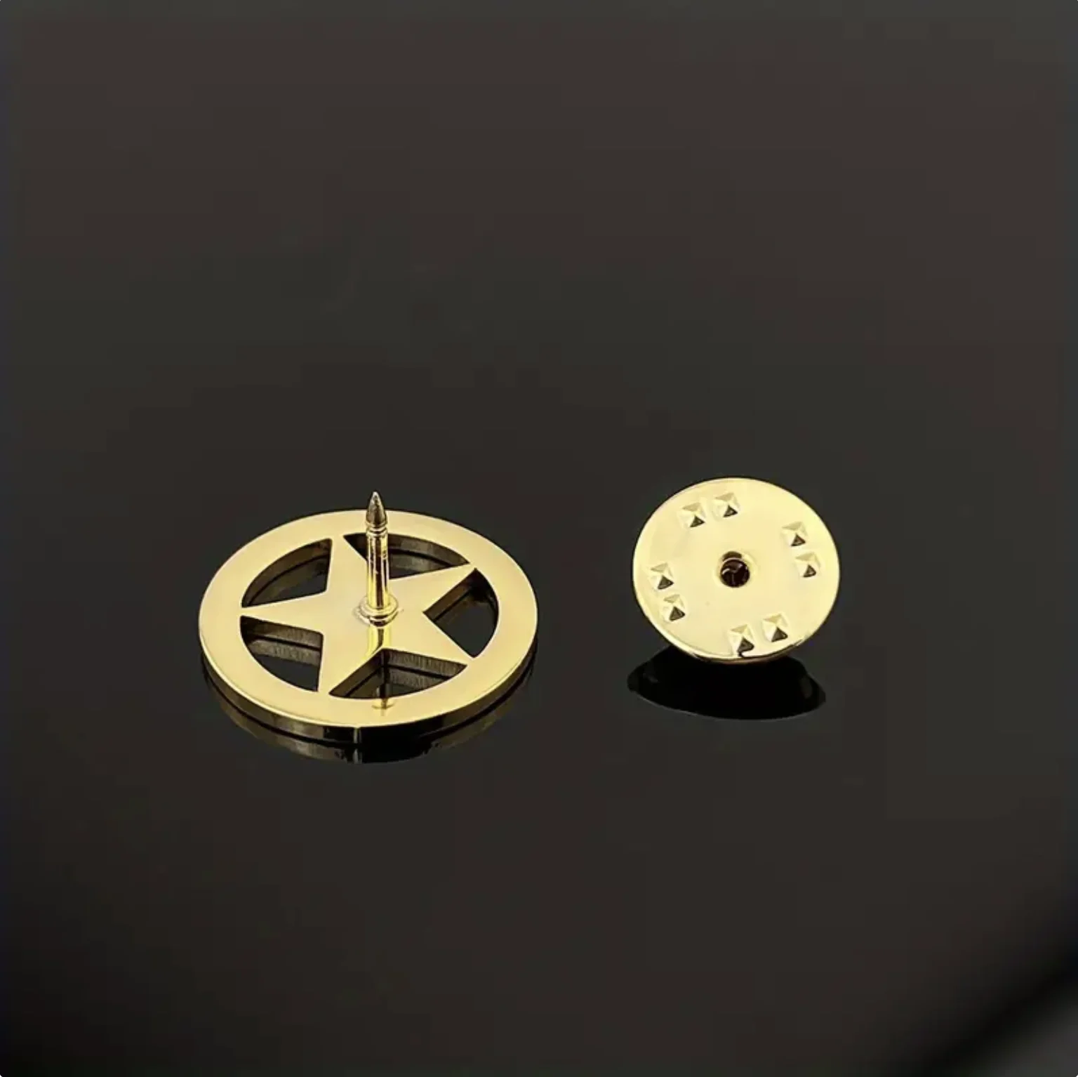 Stainless Steel Round Pentagram Brooch For Men, Fashion Accessories For Suit