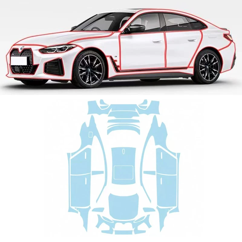 

1 компл., 8,5 мил, предварительно вырезанный PPF, полная защита автомобильной краски, пленка из ТПУ PPF, прозрачный бюстгальтер для автозапчастей BMW i4