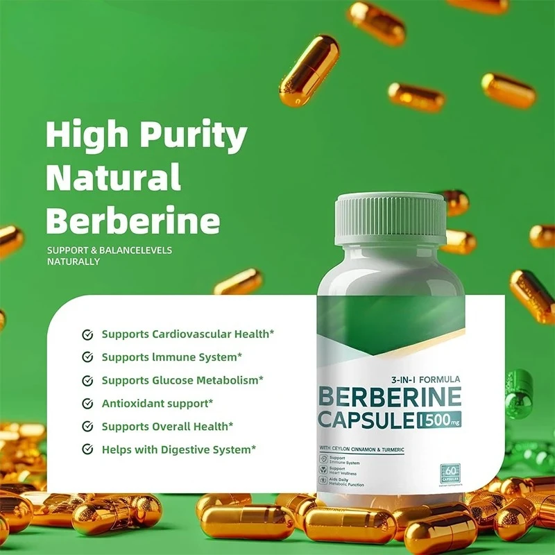 Berberine Supplement -60 Capsules With Pure Ceylon Cinnamon, Gluten Free, Allergen Free
