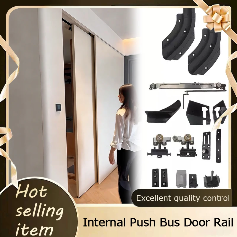 Pocket Door System Hardware Kit With Soft Close Mechanism For Invisible Sliding Barn Doors In Bedroom Closet And Bathroom