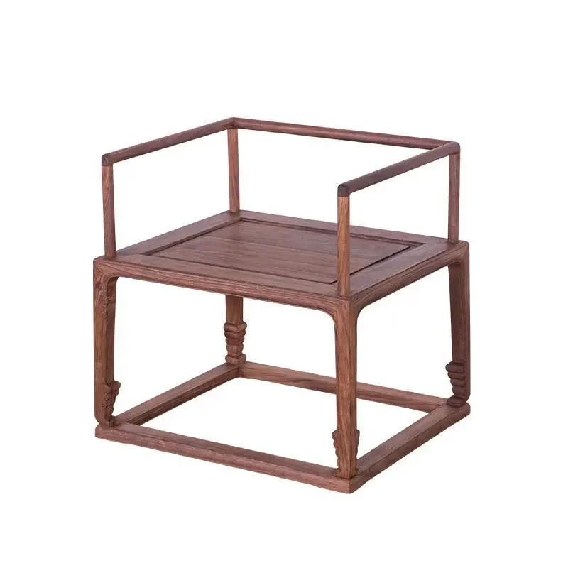 New Chinese Ming and Qing Dynasty Square Chair Black Walnut Crane Legs Zen Chair Antique Arm Chair Solid Wood Leisure  New