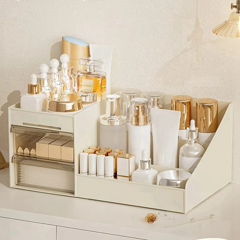 Cosmetic Organizer With Clear Drawer Countertop Organizer For Cosmetics, Lotion,Lipstick Ideal For Dressers Or Bathrooms