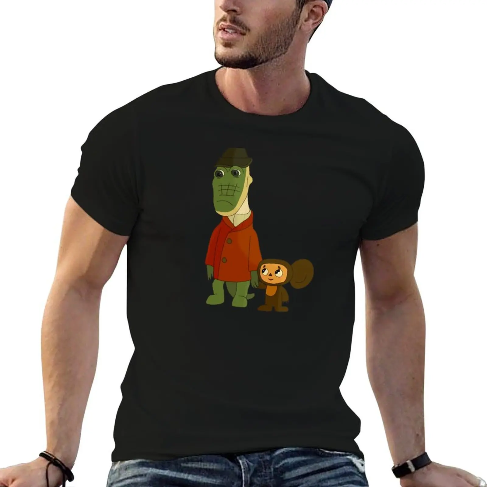 Camiseta Cheburashka y Gena, camisetas con estampados, camiseta gráfica para hombre, camiseta de lujo para hombre
