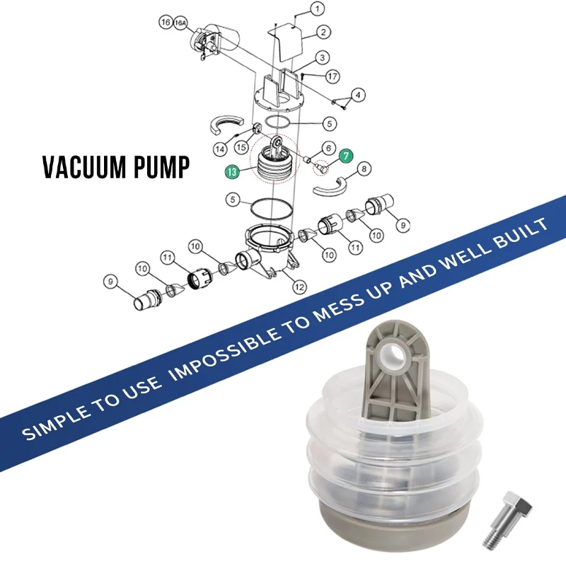 385230980 Pump Bellow Kit Replace Including Bushing and Bolt,For Domatic/Sealand, and VG series Vacuum Discharge Pump Kit